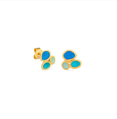 Gaudi Casa Batlló - Boucles d'oreilles bleues, vertes et dorées