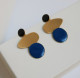 Bijou Miró - Boucles d'oreille bleues, noires et dorées