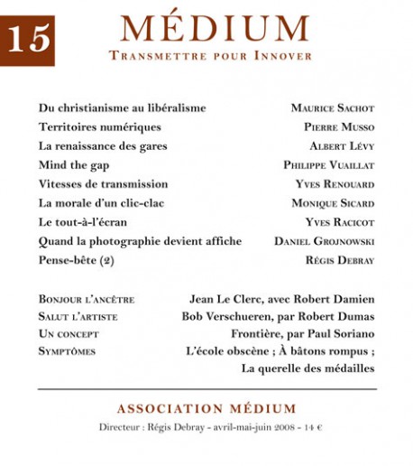 Revue Médium N°15 - avril-mai-juin 2008 